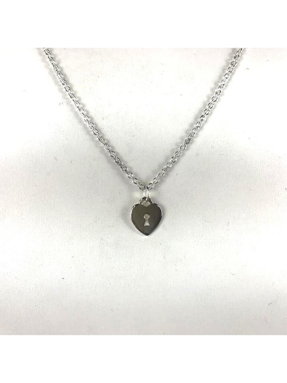Avon Sterling Silver Heart Keyhole Charm Necklace